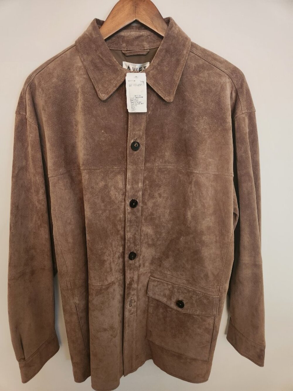 Áwet New York Georges Distressed Suede Shirt Jacket Shacket XL NWT